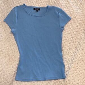 J. Crew Light Blue Ribbed Short Sleeve Tee